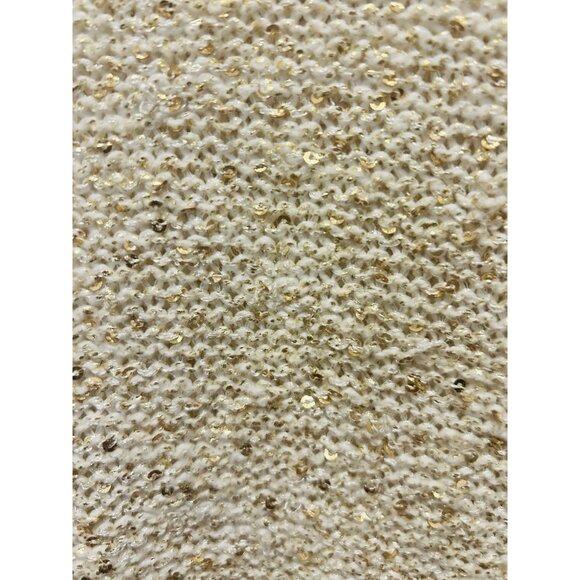 Chico’s Metallic Sequin Sweater Hi-Low Hem Cream Ivory Women’s Size 1 (M/L) - Picture 4 of 15